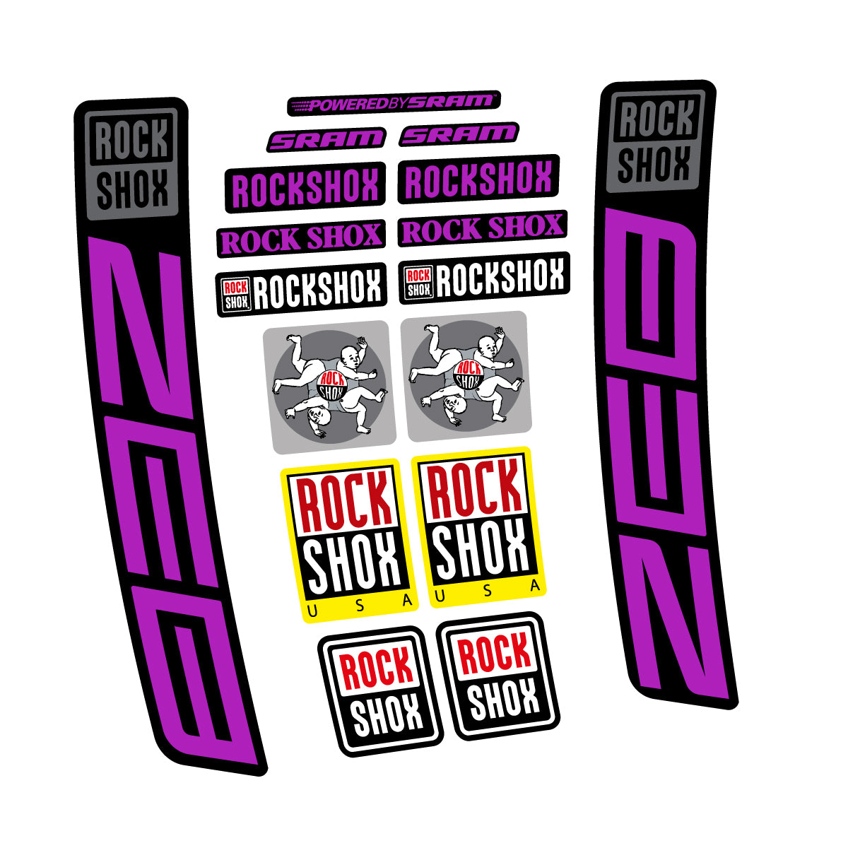 Stickers for RockShox ZEB 2027, Fork vinyl decals - Violet Pink