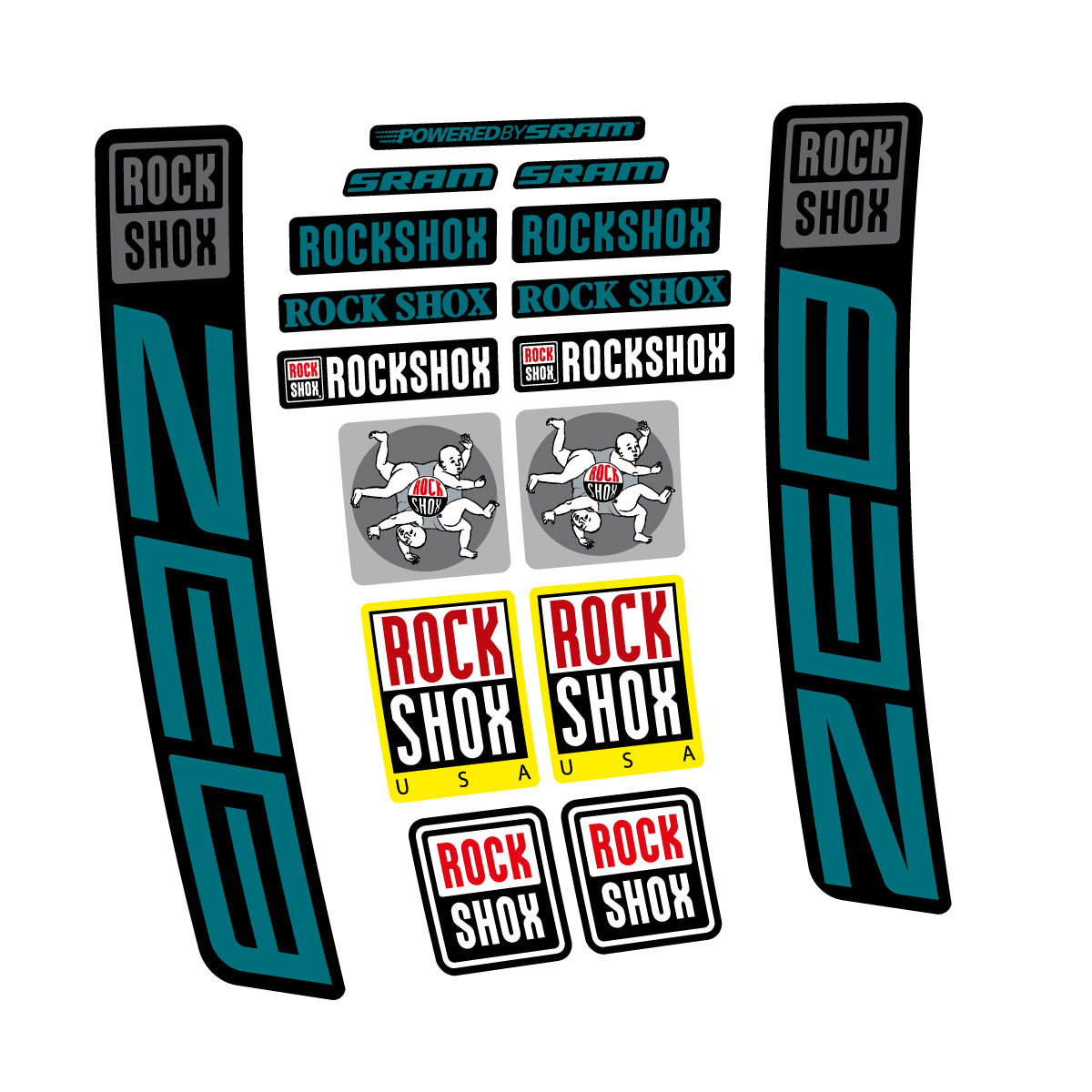 Stickers for RockShox ZEB 2027, Fork vinyl decals - Dark Turquoise