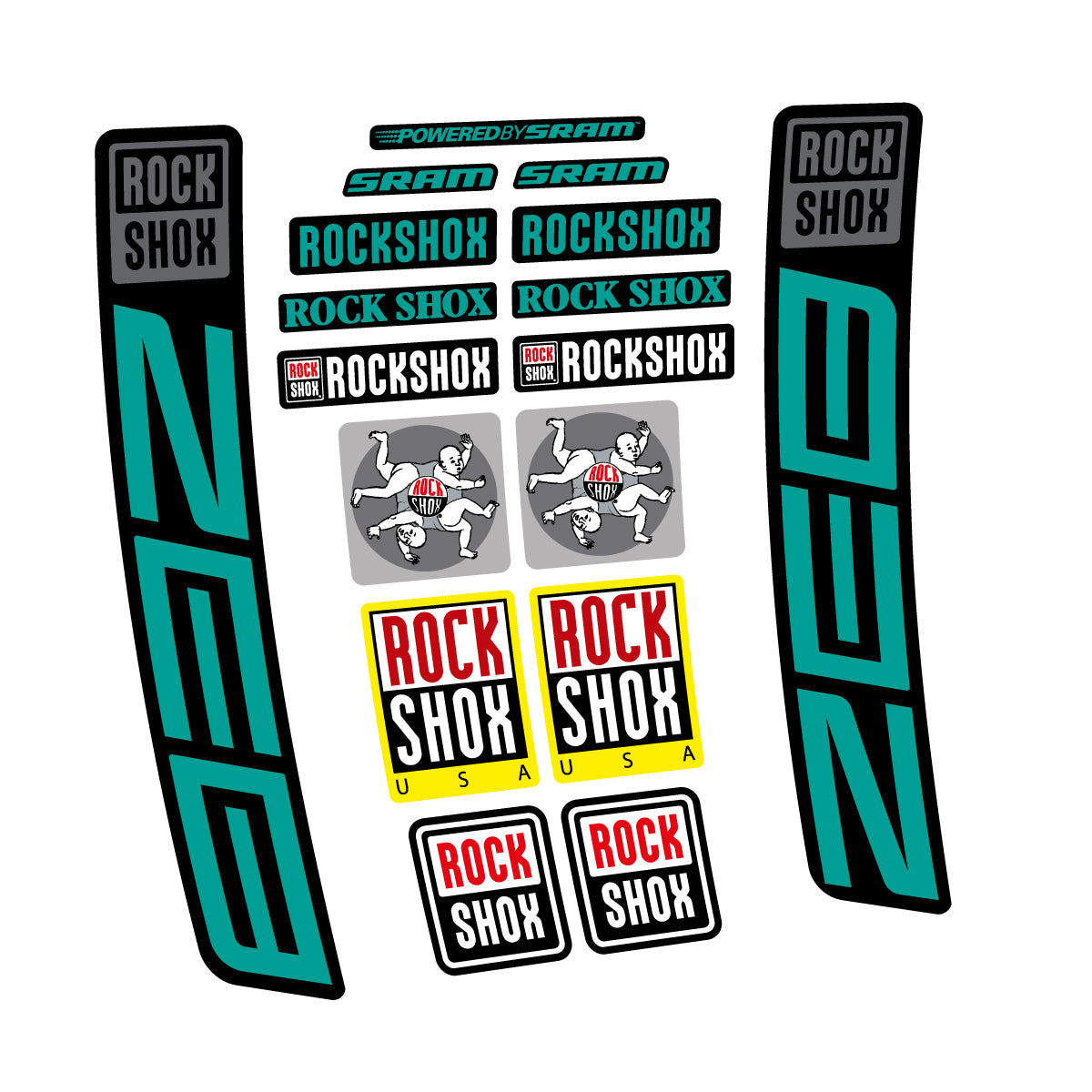 Stickers for RockShox ZEB 2027, Fork vinyl decals - Petrol Turquoise
