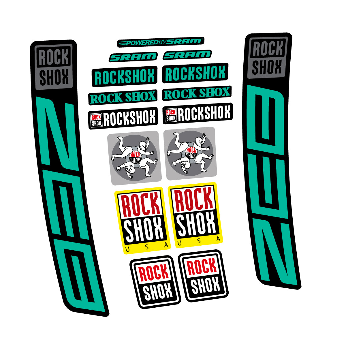 Stickers for RockShox ZEB 2027, Fork vinyl decals - Green Turquoise