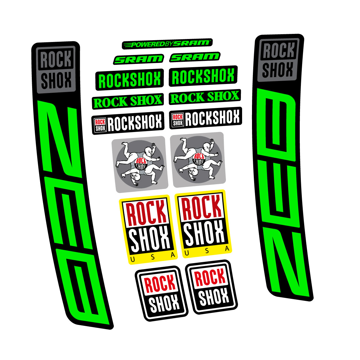 Stickers for RockShox ZEB 2027, Fork vinyl decals - Neon Green