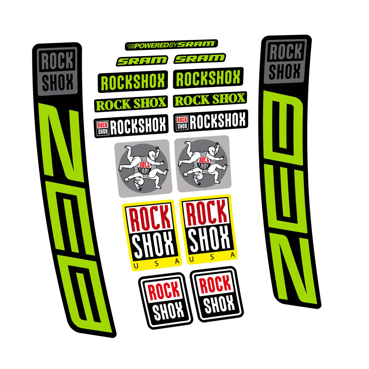 Stickers for RockShox ZEB 2027, Fork vinyl decals - Lime Green