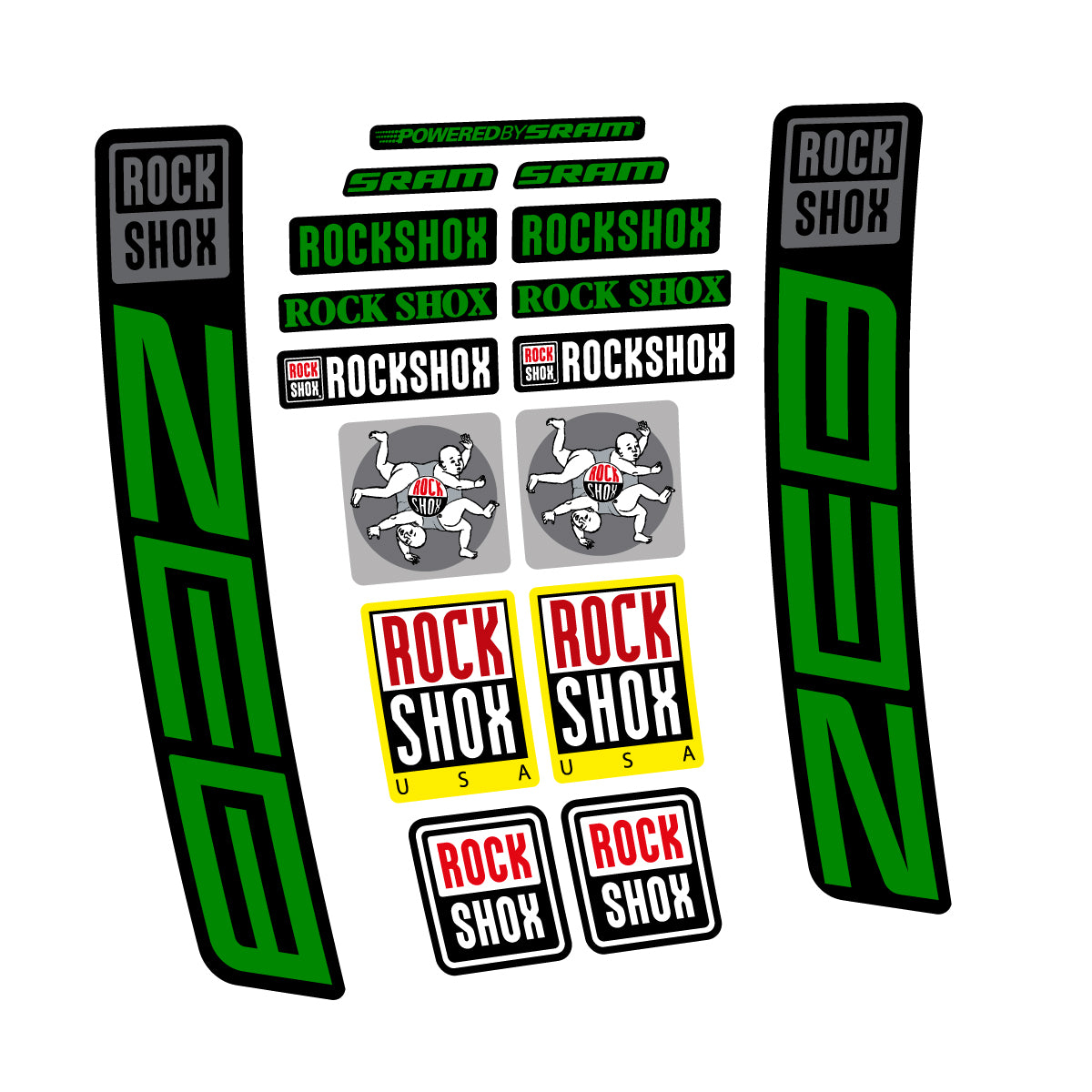 Stickers for RockShox ZEB 2027, Fork vinyl decals - Medium Green