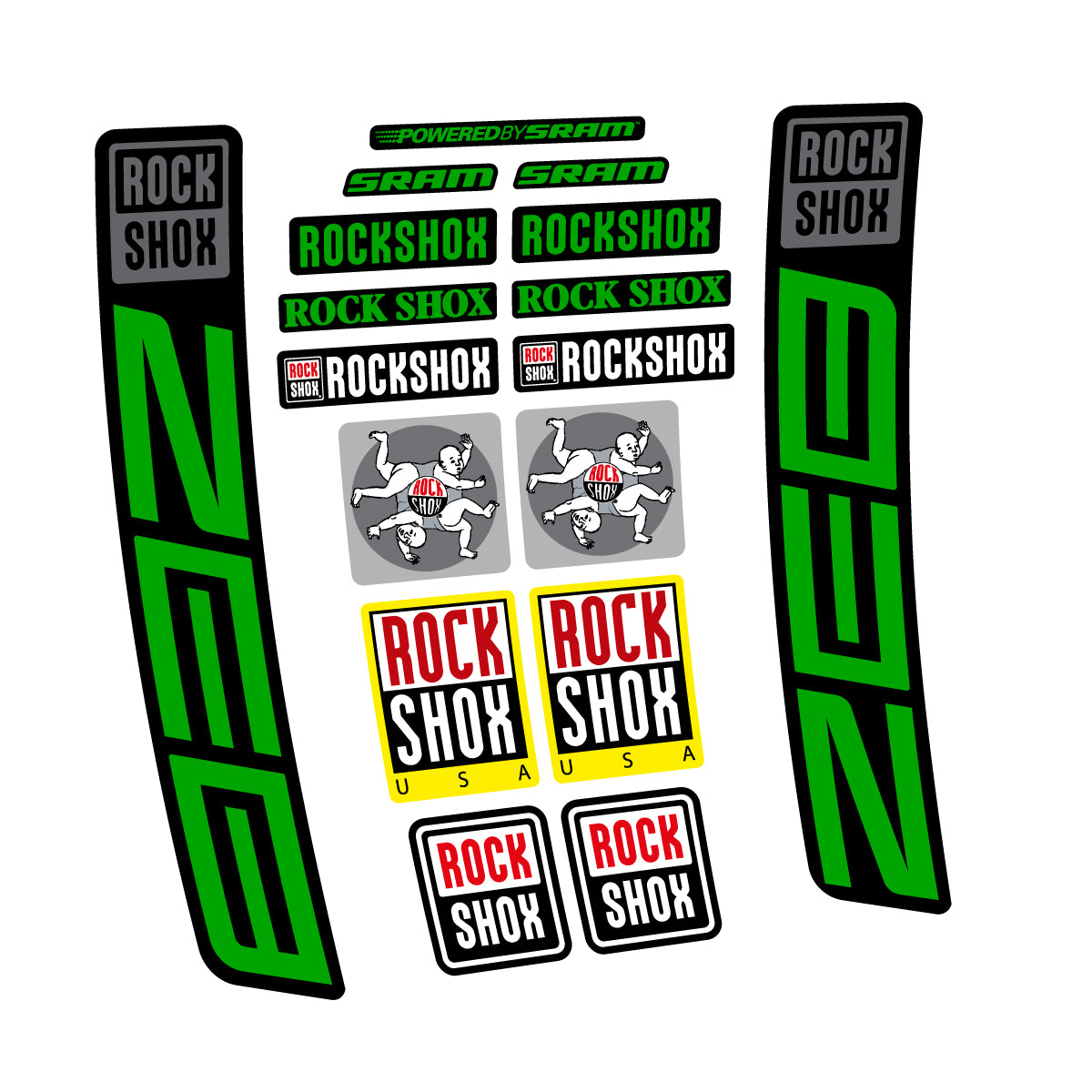 Stickers for RockShox ZEB 2027, Fork vinyl decals - Green