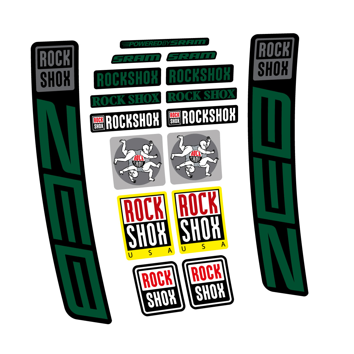 Stickers for RockShox ZEB 2027, Fork vinyl decals - Dark Green