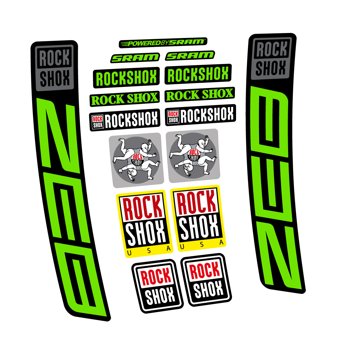 Stickers for RockShox ZEB 2027, Fork vinyl decals - Apple Green