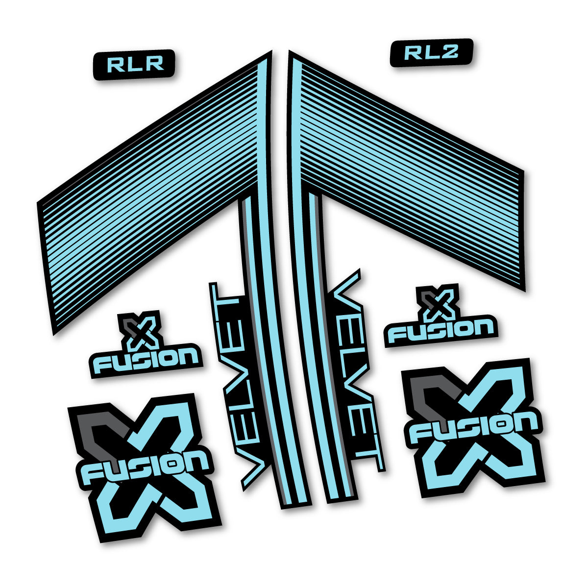 Compatible Stickers for Xfusion Velvet 2016-2017, Fork vinyl decals - Sky Blue