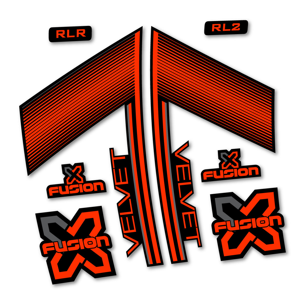 Compatible Stickers for Xfusion Velvet 2016-2017, Fork vinyl decals - Luminous Orange