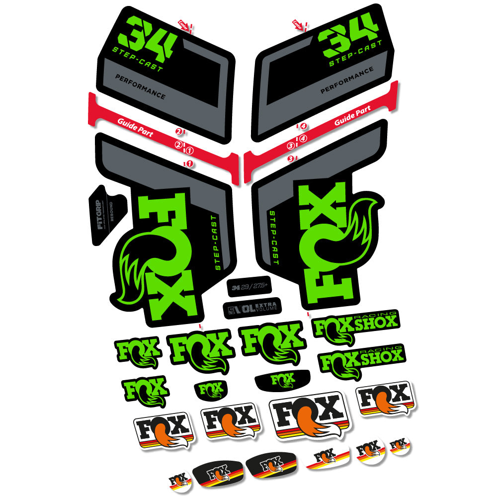 Decal FOX 34 Step Cast Performance, Fork 29, bike sticker vinyl