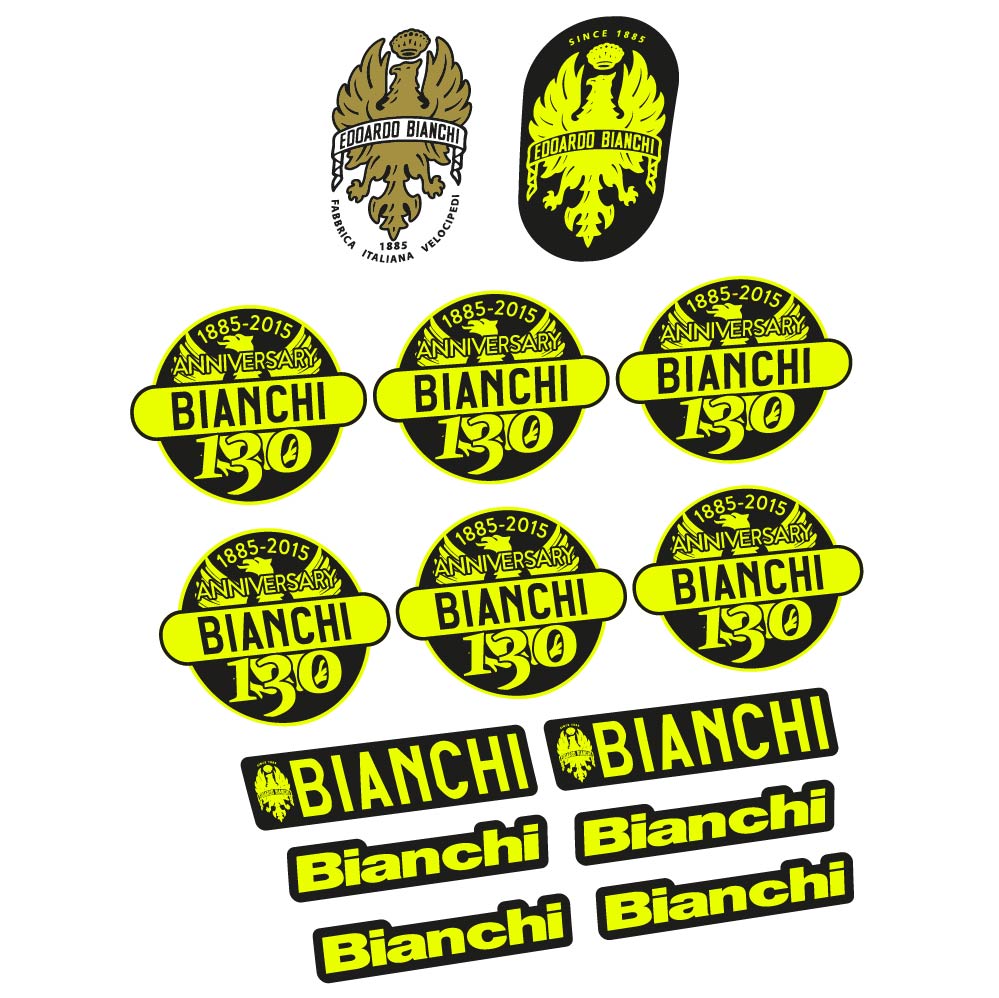 Aufkleber Bianchi 130. Jahrestag, klassischer Rahmen, Fahrradaufkleber Vinyl