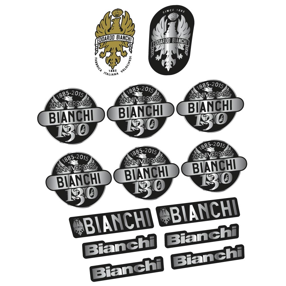 Aufkleber Bianchi 130. Jahrestag, klassischer Rahmen, Fahrradaufkleber Vinyl