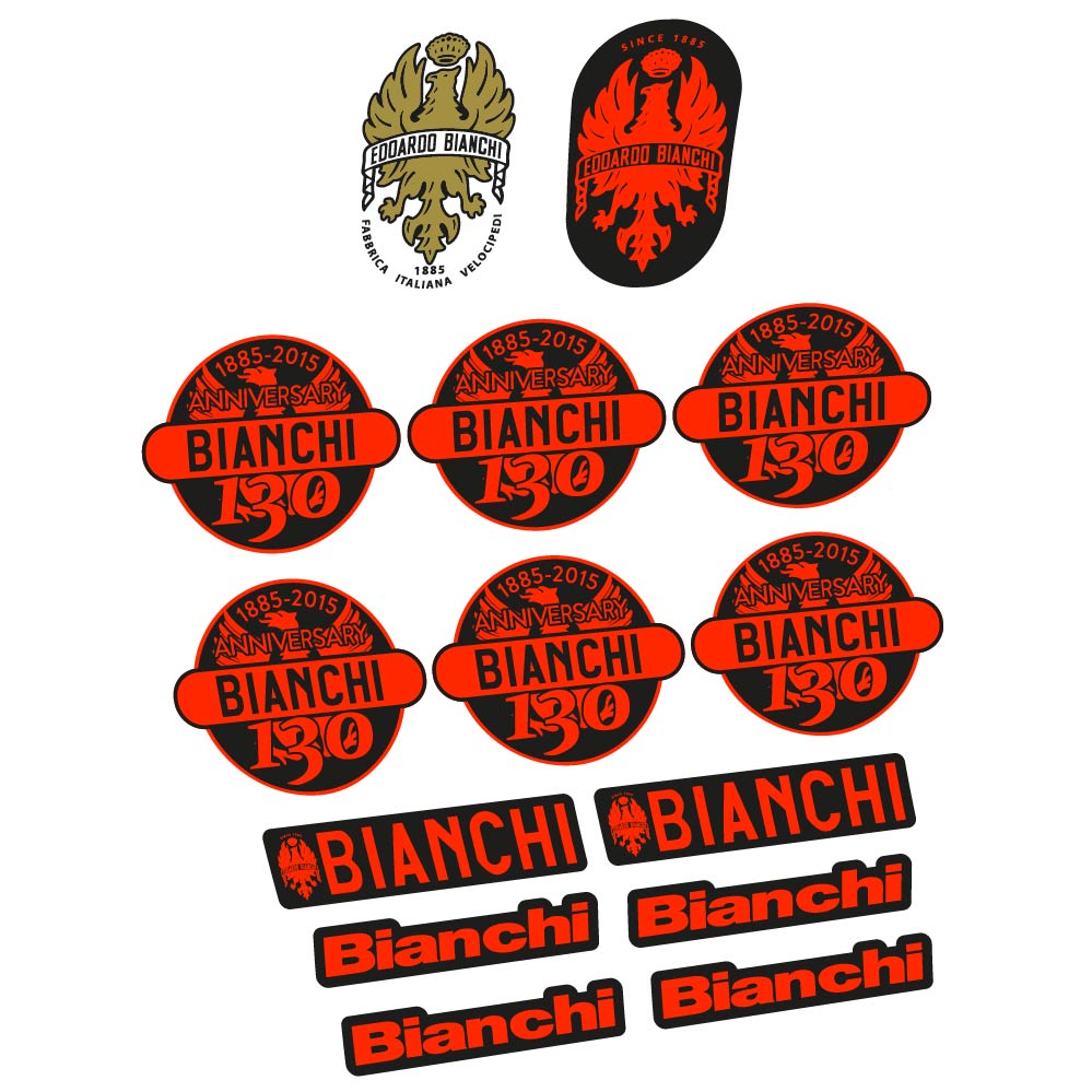 Aufkleber Bianchi 130. Jahrestag, klassischer Rahmen, Fahrradaufkleber Vinyl