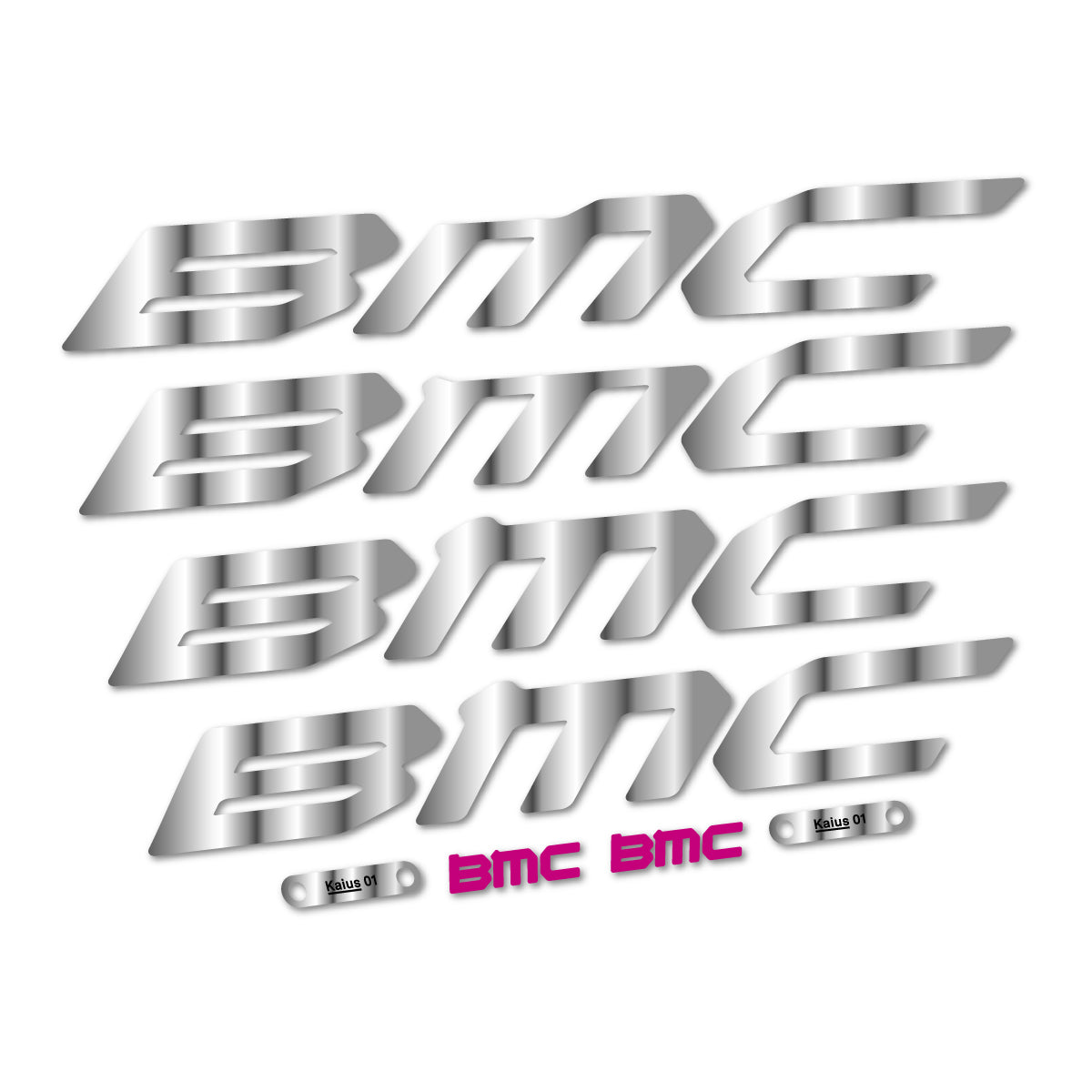 Stickers for BMC Kaius 01 2027, Frame vinyl decals - Chrome Silver