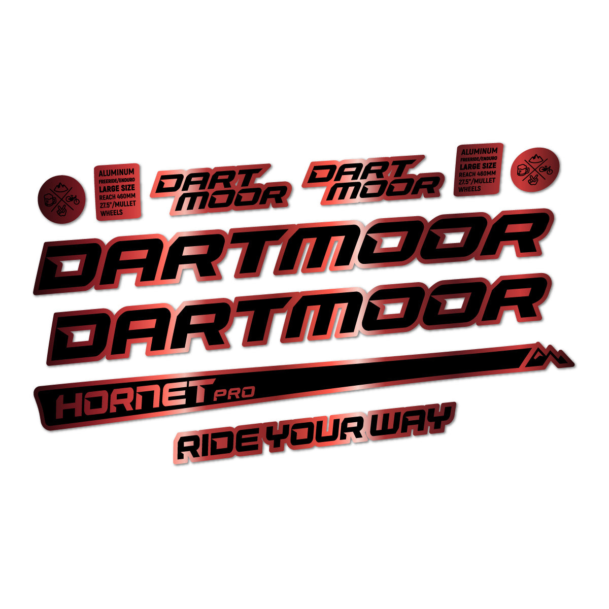 Compatible Stickers for Dartmoor Hornet Pro 2022-2026, Frame vinyl decals - Copper