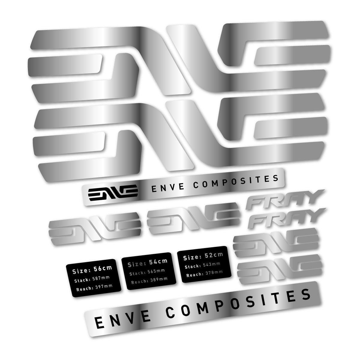 Compatible Stickers for Envx Fray 2026, Frame vinyl decals - Chrome Silver