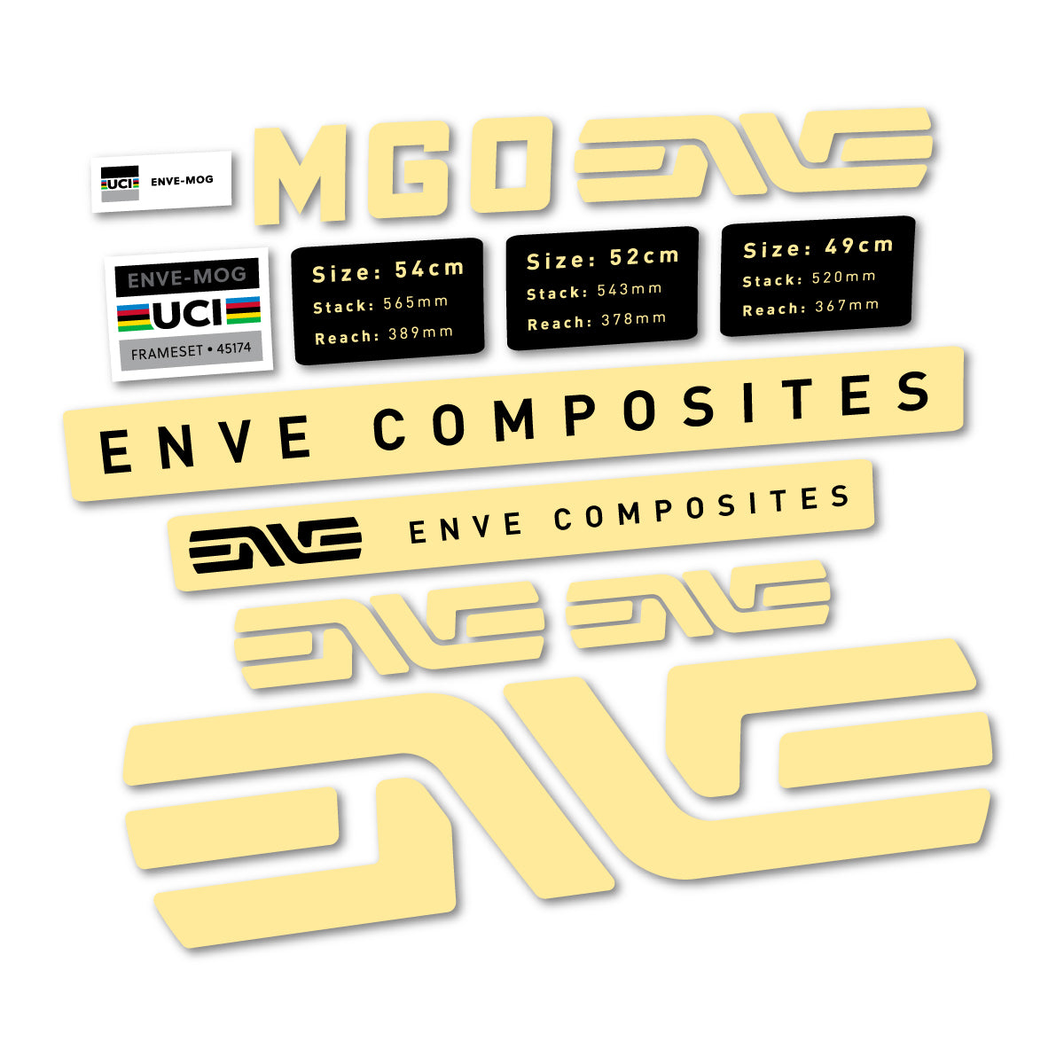 Compatible Stickers for Envx MOG 2026, Frame vinyl decals - Cream