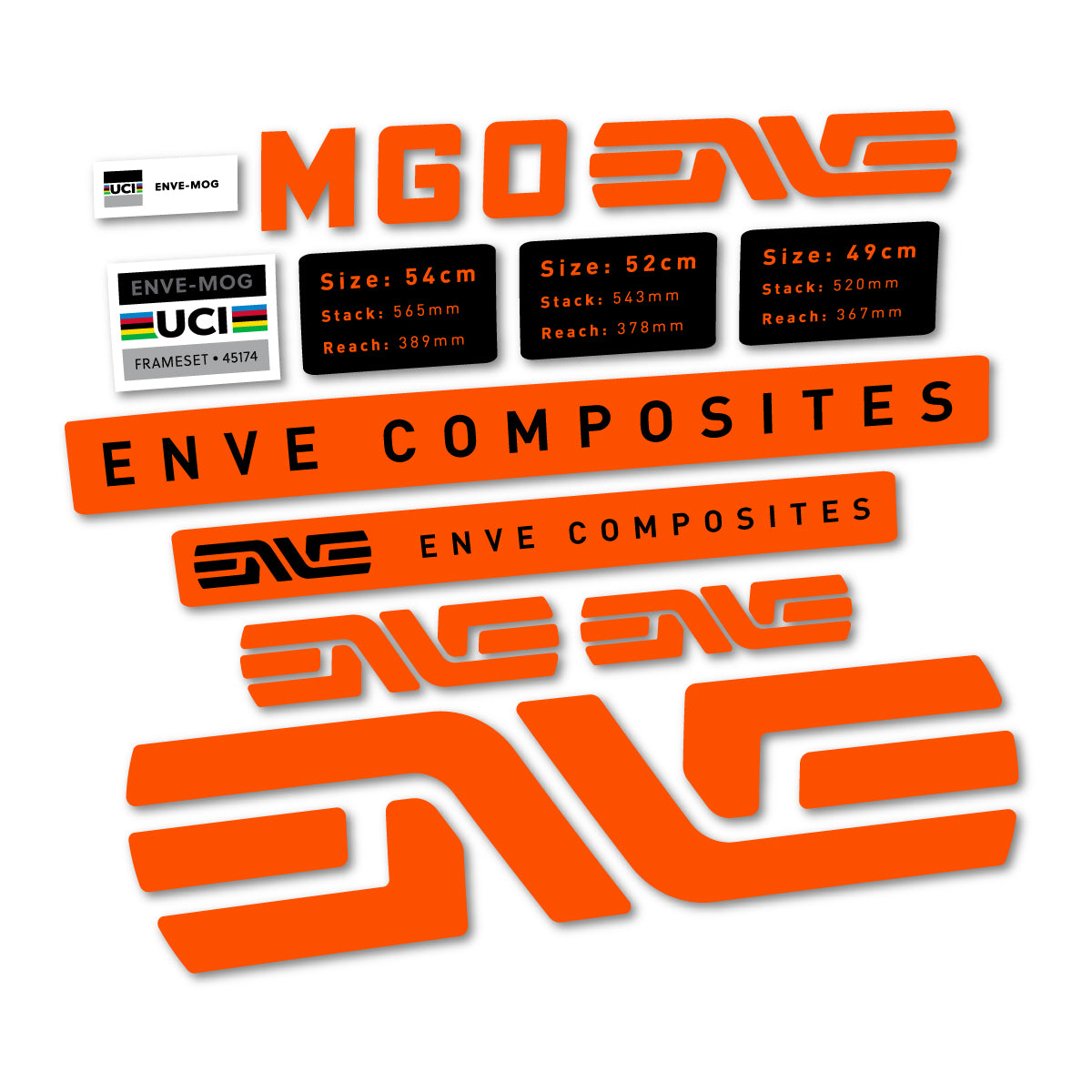 Compatible Stickers for Envx MOG 2026, Frame vinyl decals - Orange