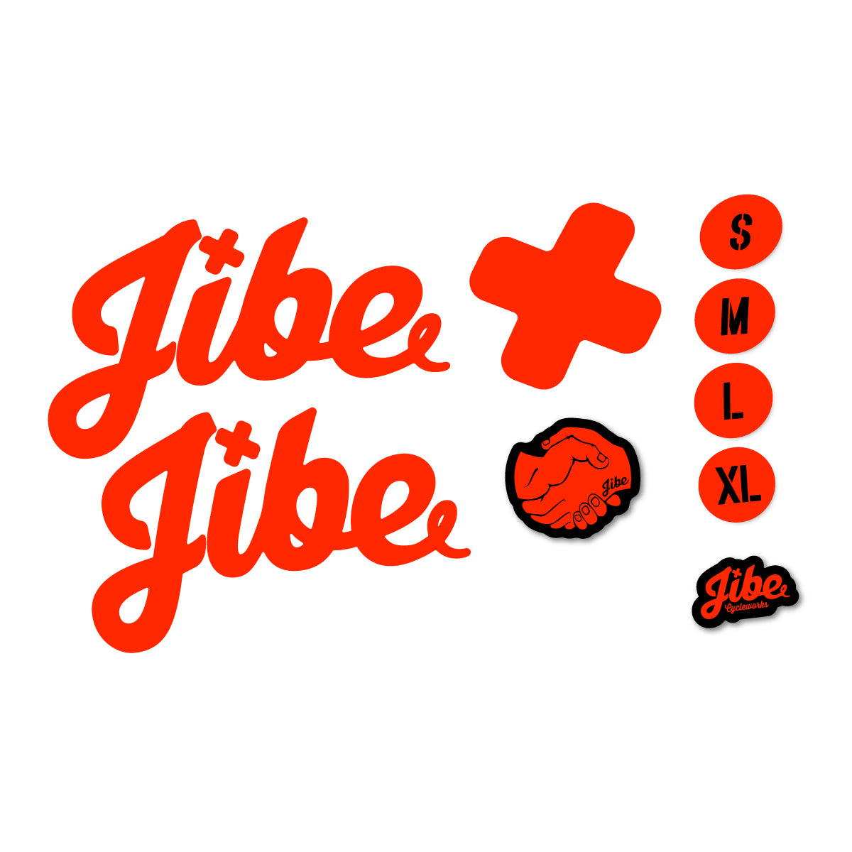 Compatible Stickers for Jibe Tasmanian Devil 2025-2026, Frame vinyl decals - Neon Red