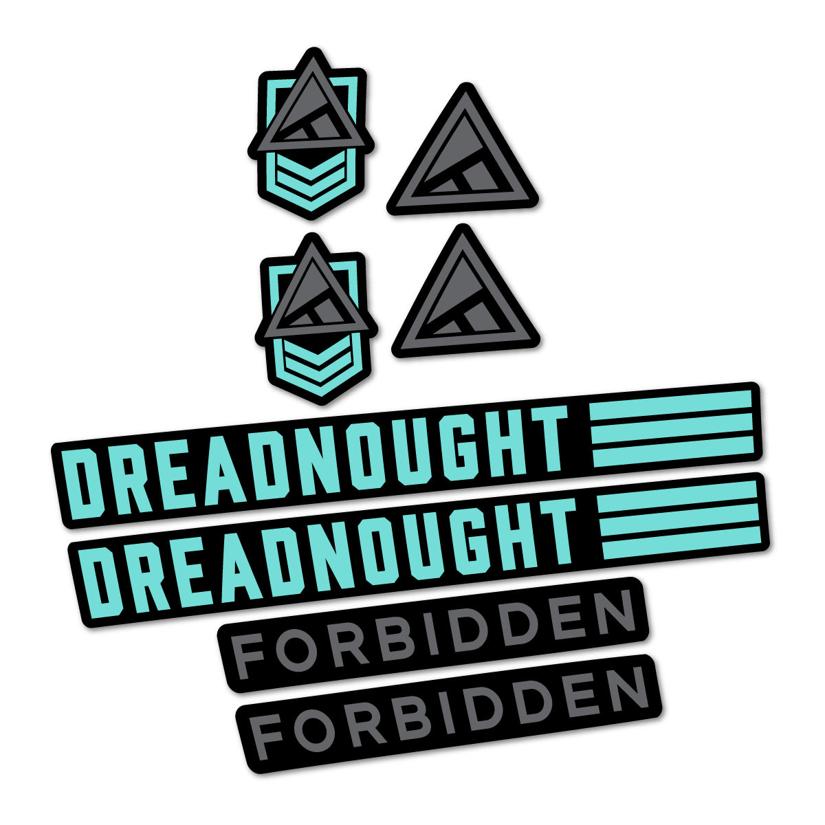 Compatible Stickers for Forbidden Dreadnought 2026, Frame vinyl decals - Blue Green