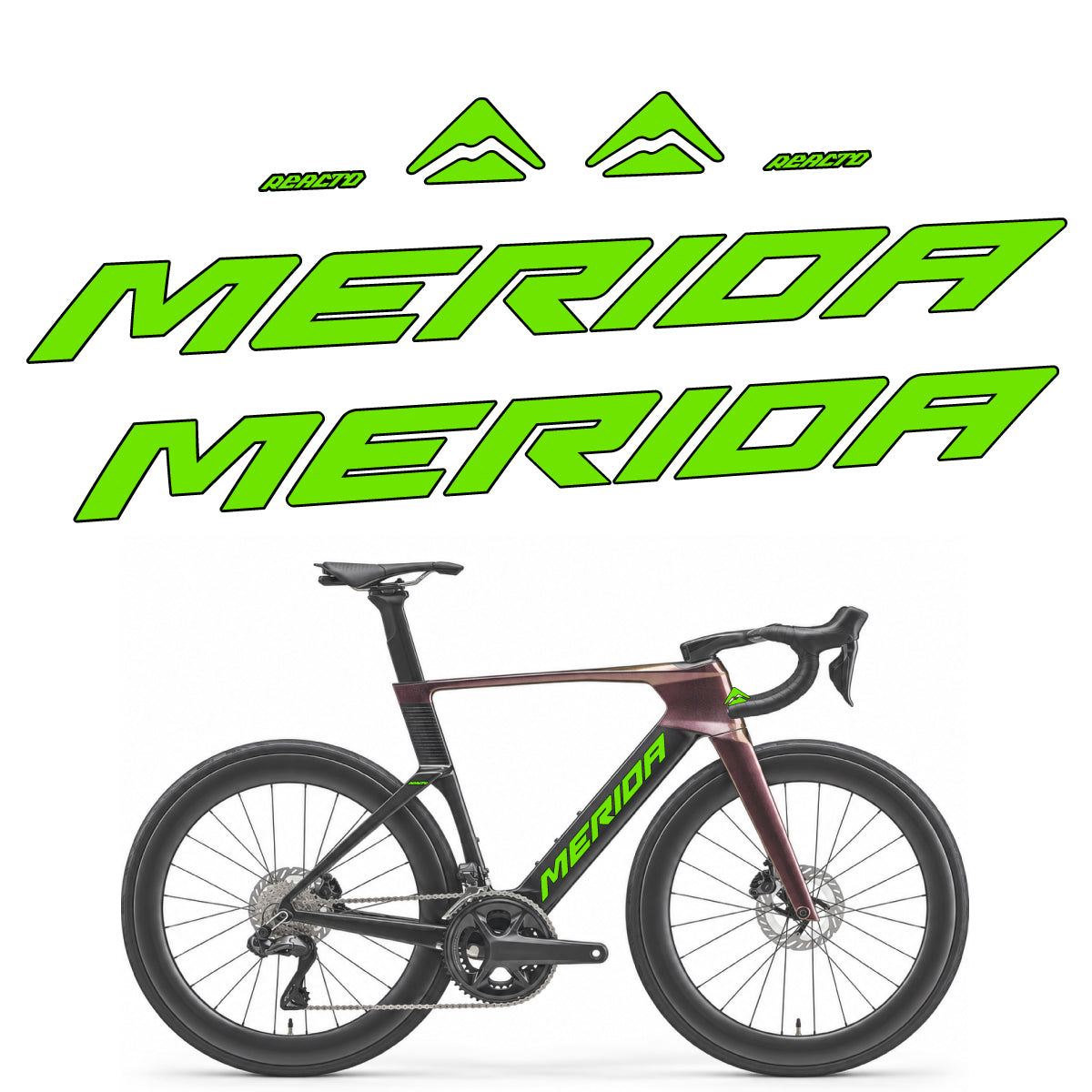 Compatible Stickers for Merida Reacto 8000 2027, Frame vinyl decals - Apple Green