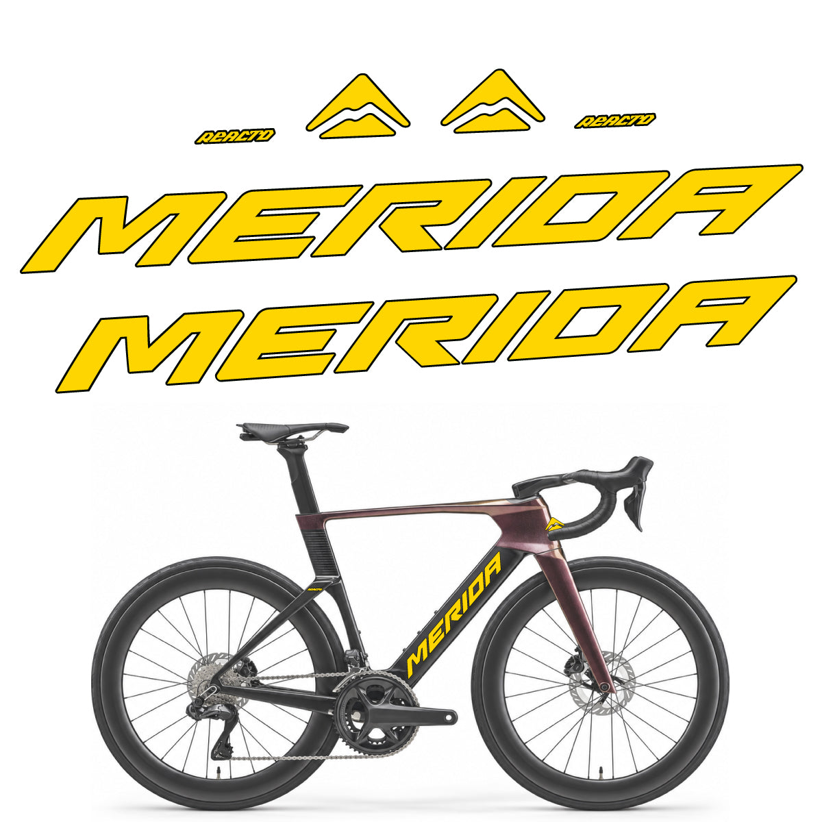 Compatible Stickers for Merida Reacto 8000 2027, Frame vinyl decals - Banana Yellow