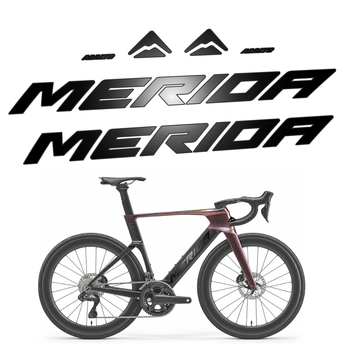 Compatible Stickers for Merida Reacto 8000 2027, Frame vinyl decals - Black