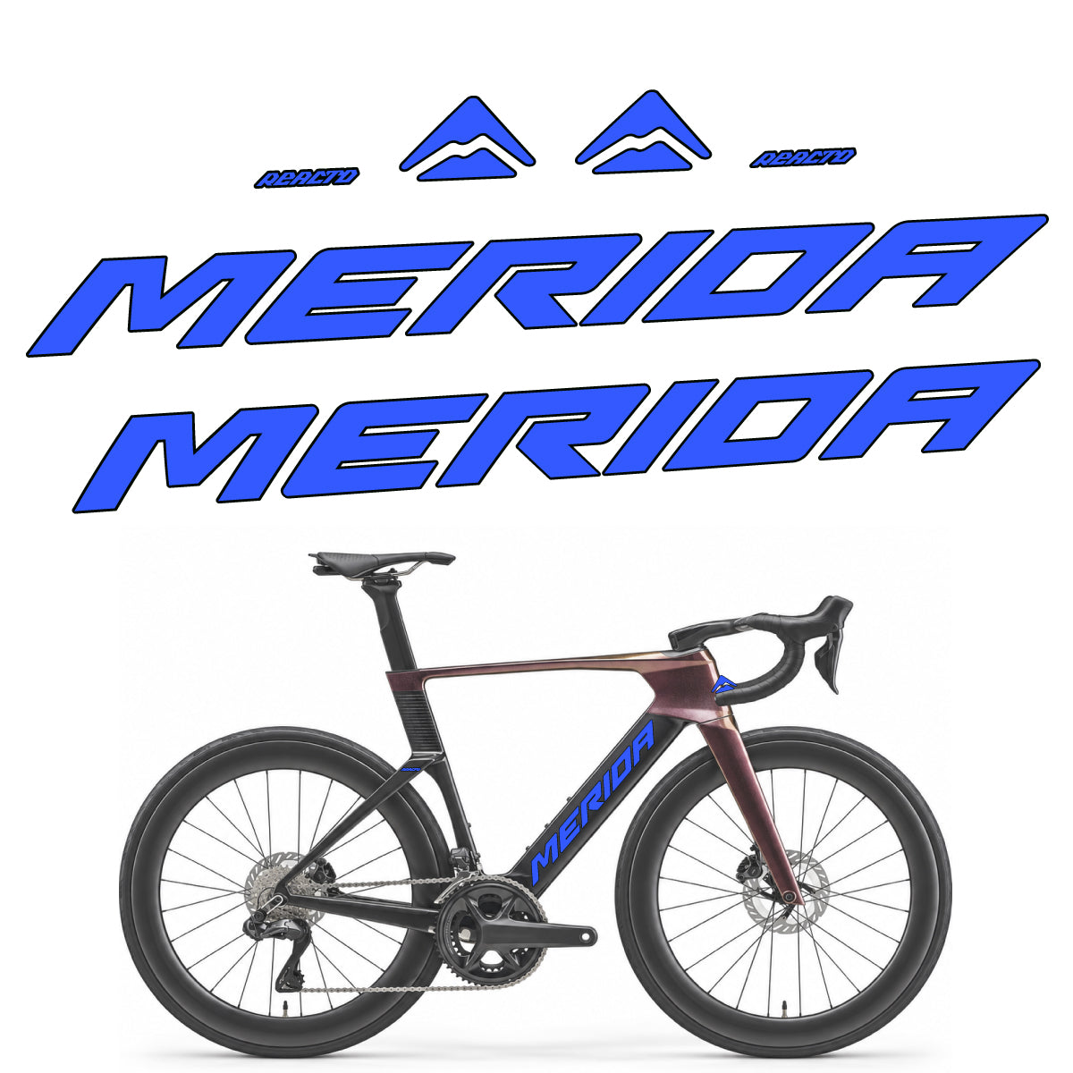 Compatible Stickers for Merida Reacto 8000 2027, Frame vinyl decals - Medium Blue