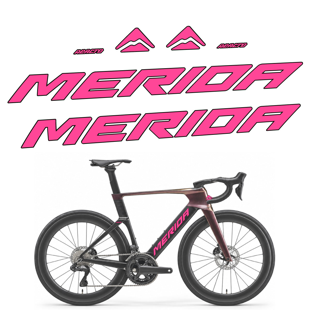 Compatible Stickers for Merida Reacto 8000 2027, Frame vinyl decals - Bubblegum Pink