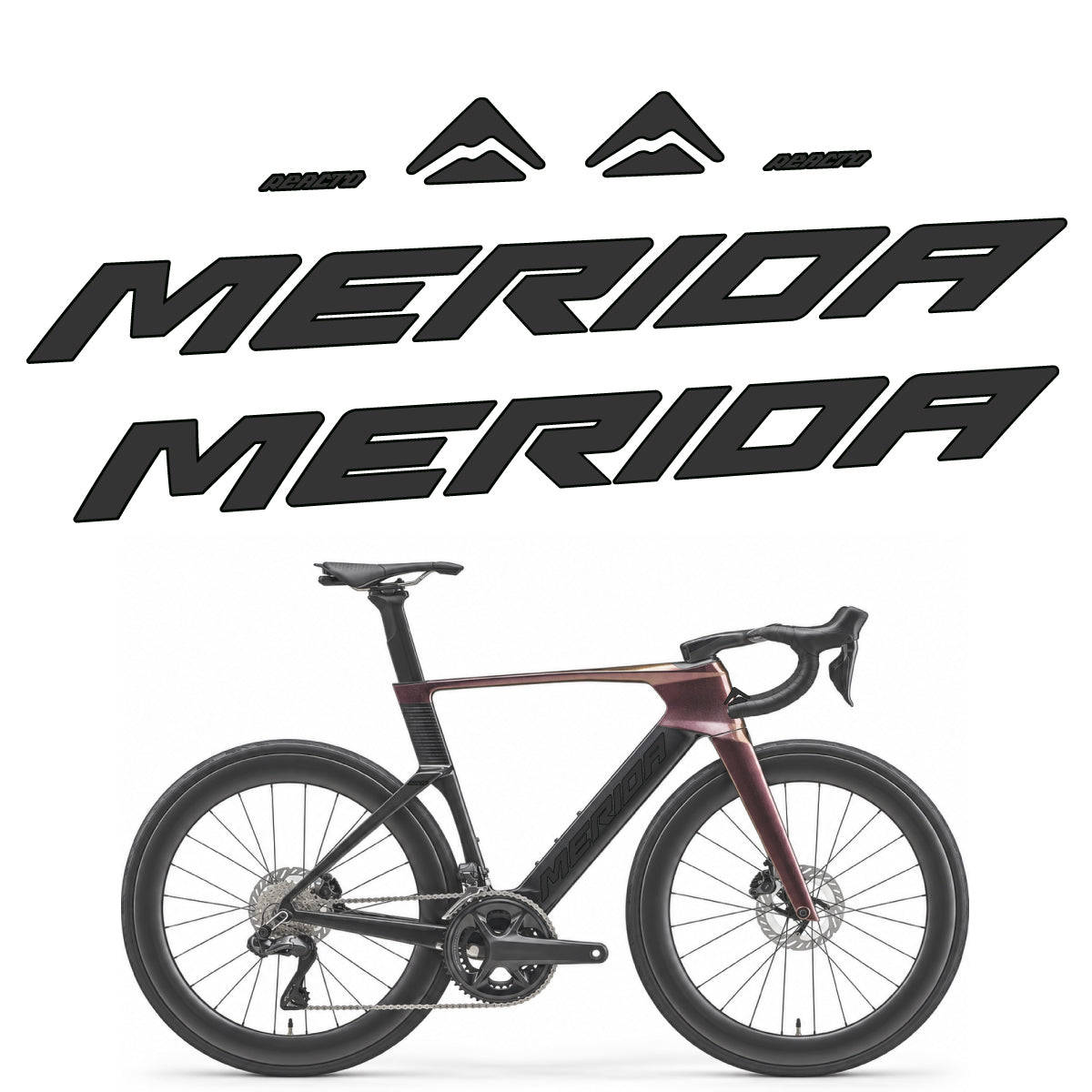 Compatible Stickers for Merida Reacto 8000 2027, Frame vinyl decals - Very Dark Grey