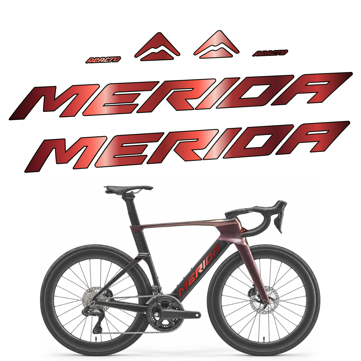 Compatible Stickers for Merida Reacto 8000 2027, Frame vinyl decals - Copper