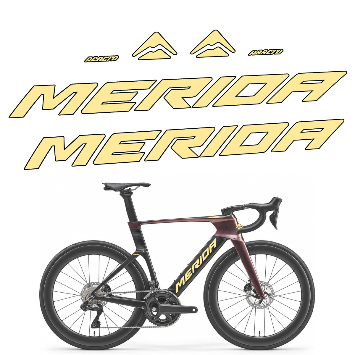 Compatible Stickers for Merida Reacto 8000 2027, Frame vinyl decals - Cream