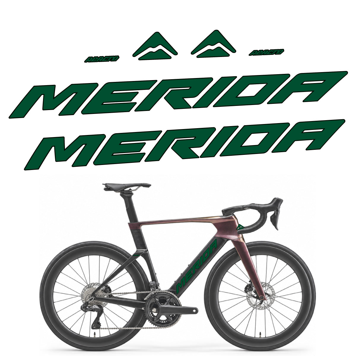 Compatible Stickers for Merida Reacto 8000 2027, Frame vinyl decals - Dark Green