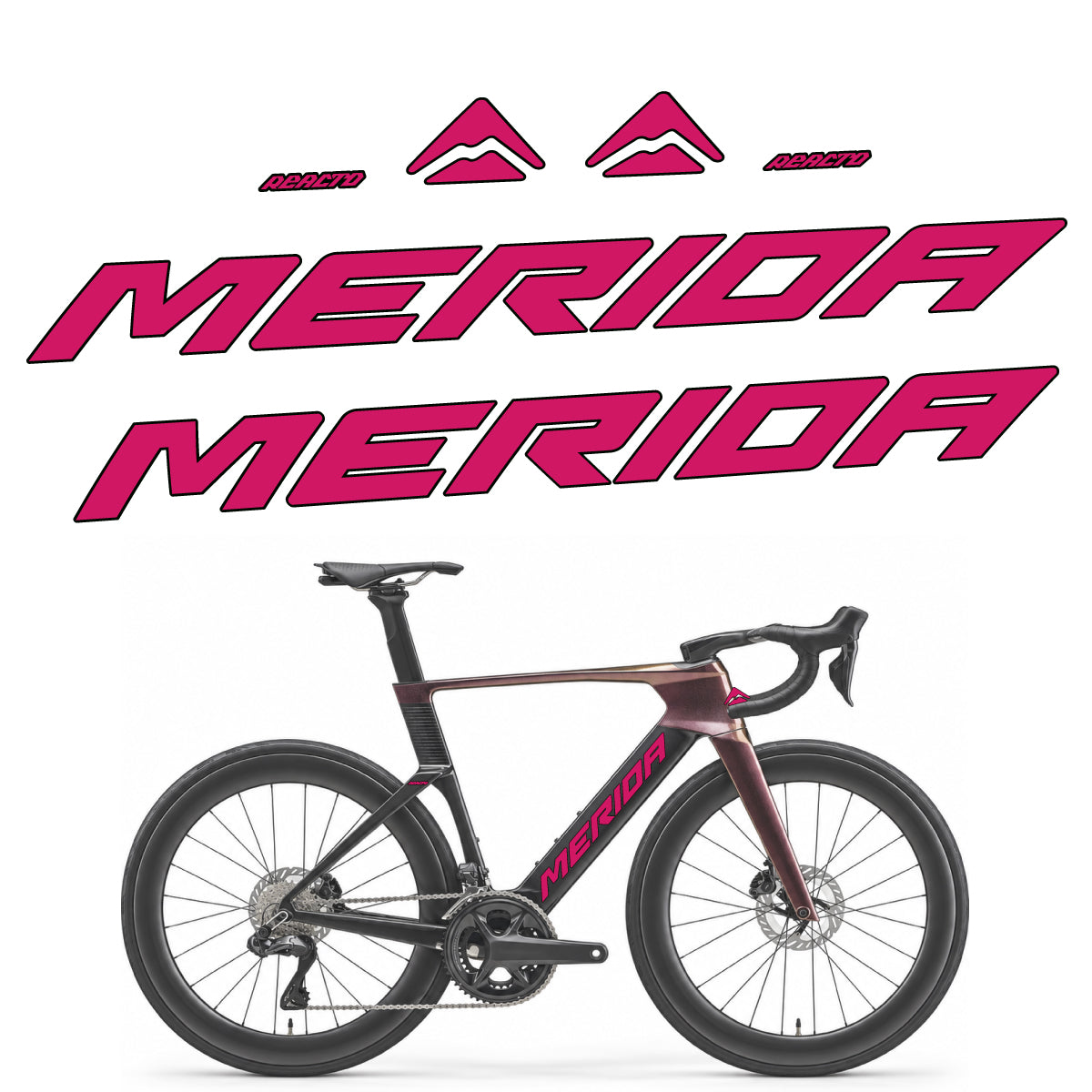 Compatible Stickers for Merida Reacto 8000 2027, Frame vinyl decals - Dark Pink