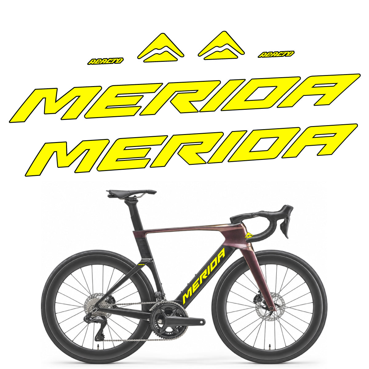 Compatible Stickers for Merida Reacto 8000 2027, Frame vinyl decals - Lemon Yellow