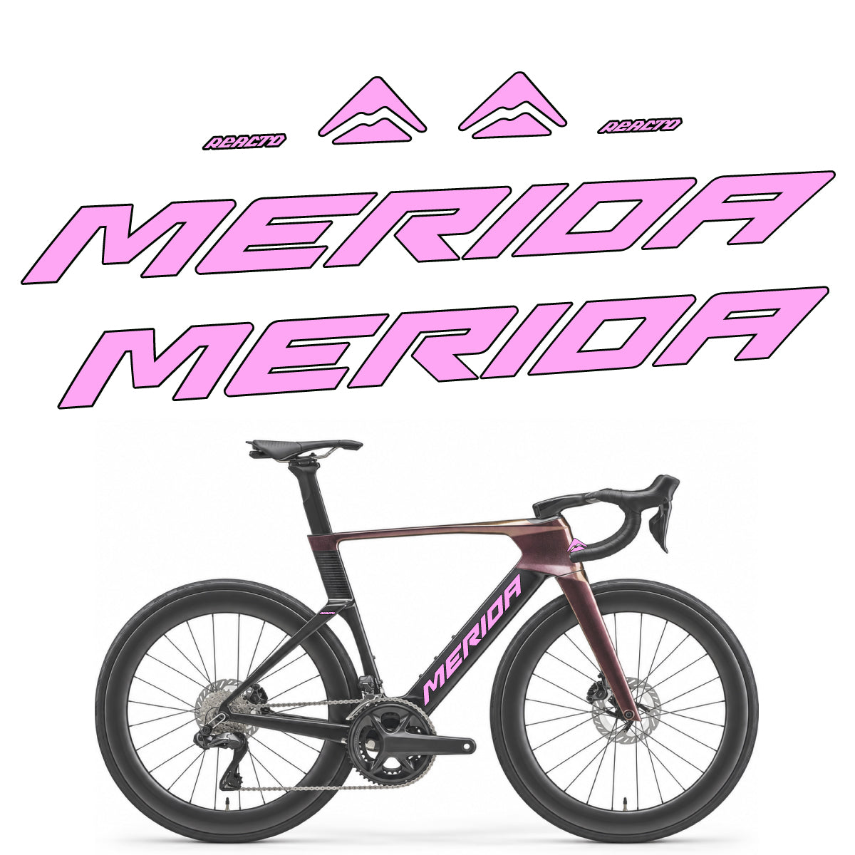 Compatible Stickers for Merida Reacto 8000 2027, Frame vinyl decals - Light Lilac