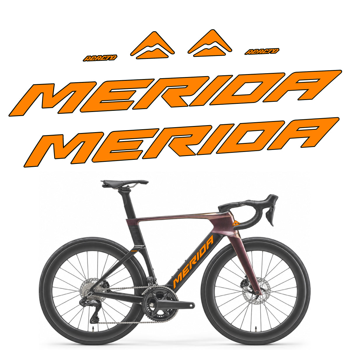 Compatible Stickers for Merida Reacto 8000 2027, Frame vinyl decals - Light Neon Orange