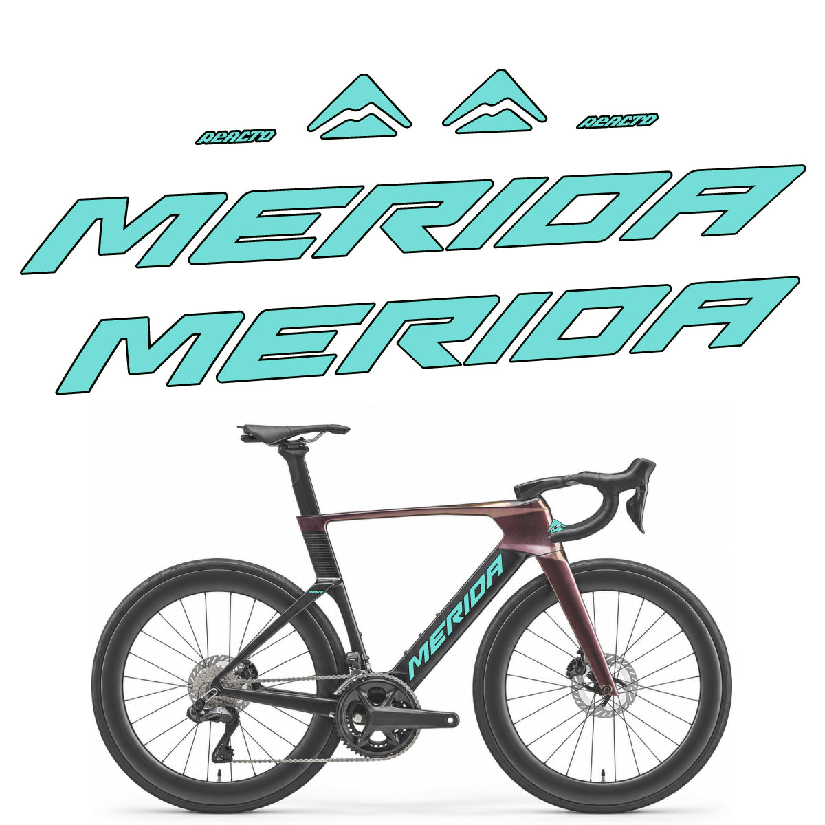 Compatible Stickers for Merida Reacto 8000 2027, Frame vinyl decals - Blue Green