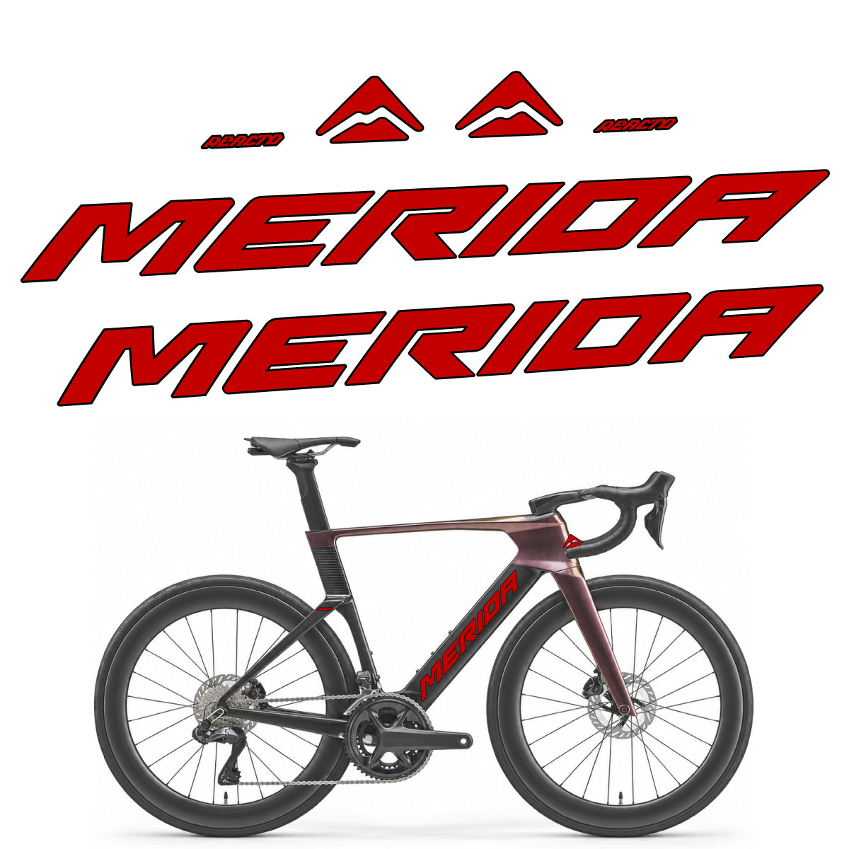 Compatible Stickers for Merida Reacto 8000 2027, Frame vinyl decals - Medium Red