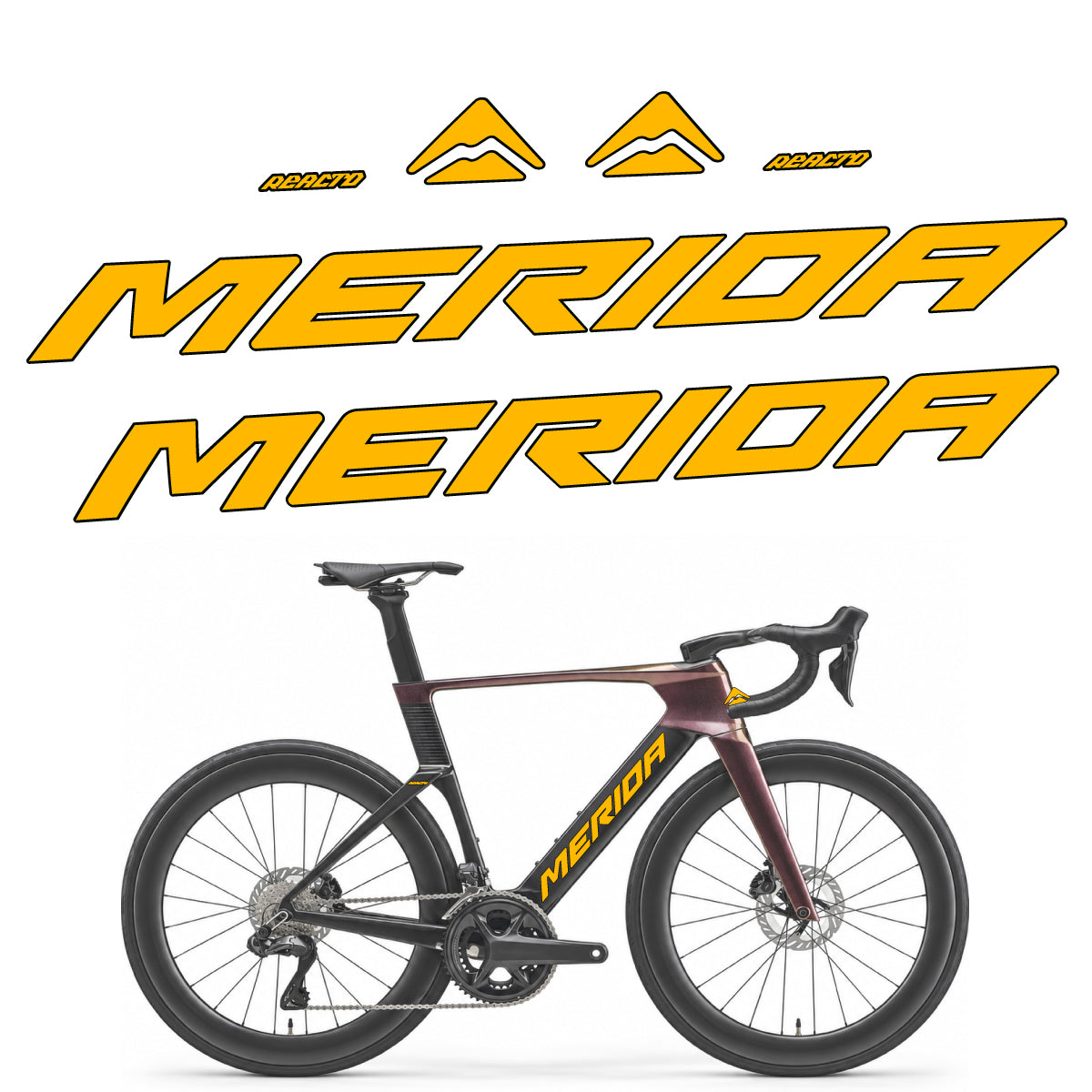 Compatible Stickers for Merida Reacto 8000 2027, Frame vinyl decals - Medium Yellow