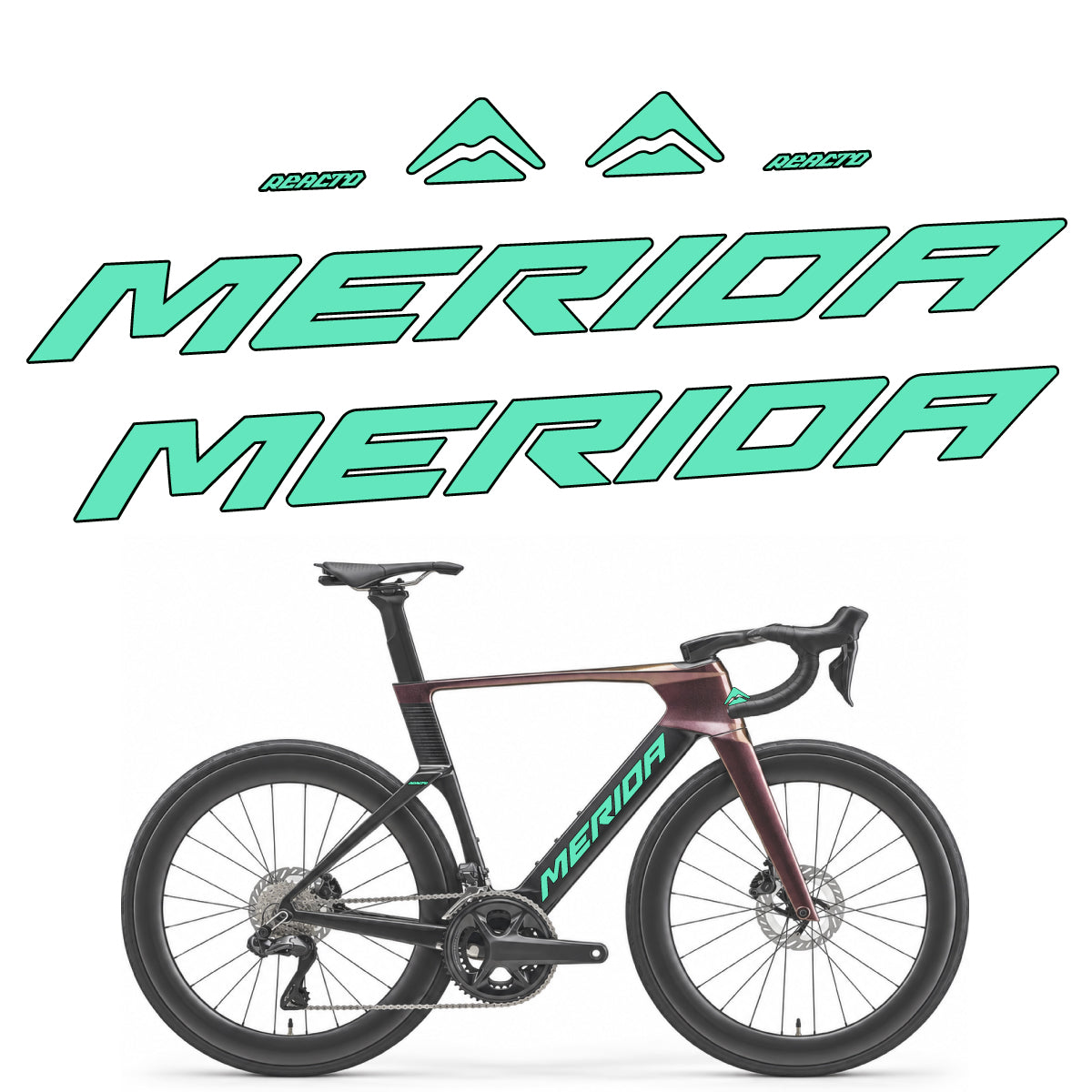 Compatible Stickers for Merida Reacto 8000 2027, Frame vinyl decals - Mint