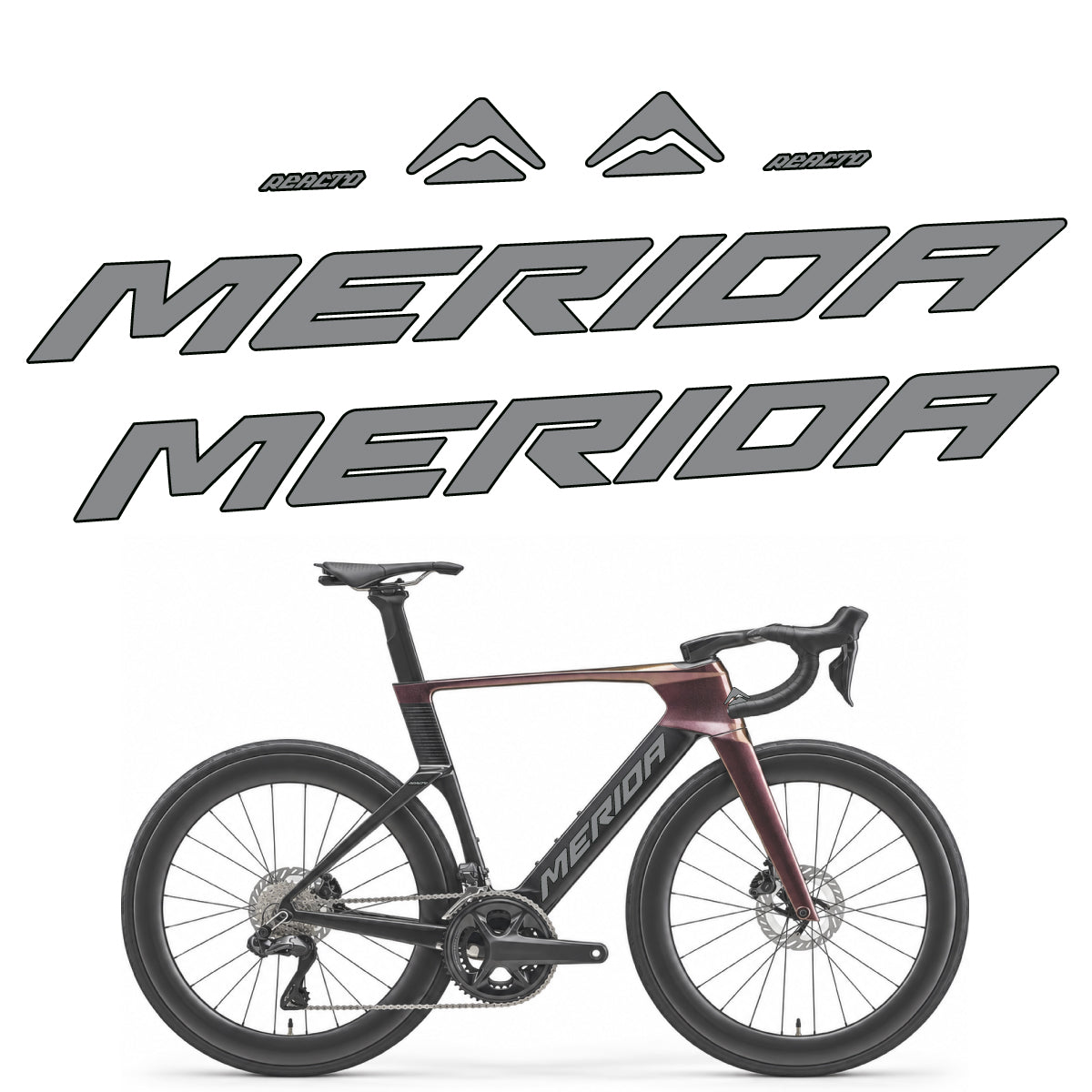 Compatible Stickers for Merida Reacto 8000 2027, Frame vinyl decals - Traffic Grey