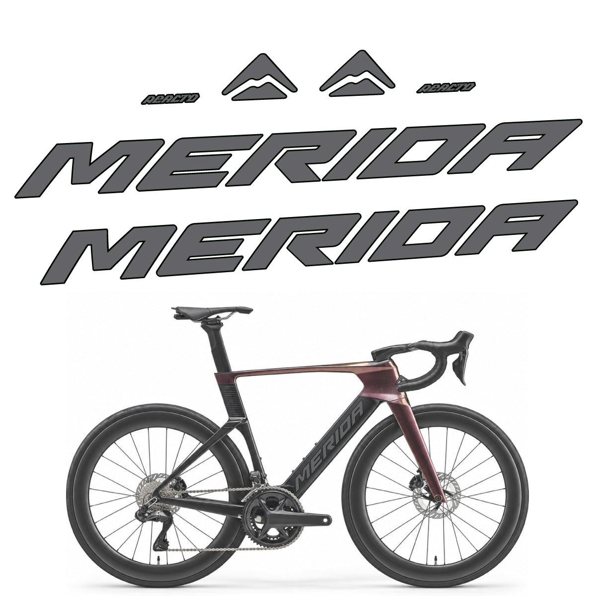 Compatible Stickers for Merida Reacto 8000 2027, Frame vinyl decals - Medium Grey