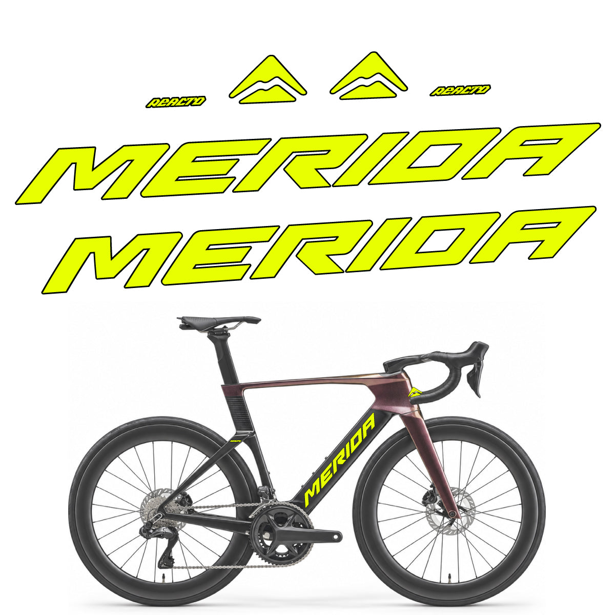 Compatible Stickers for Merida Reacto 8000 2027, Frame vinyl decals - Neon Yellow