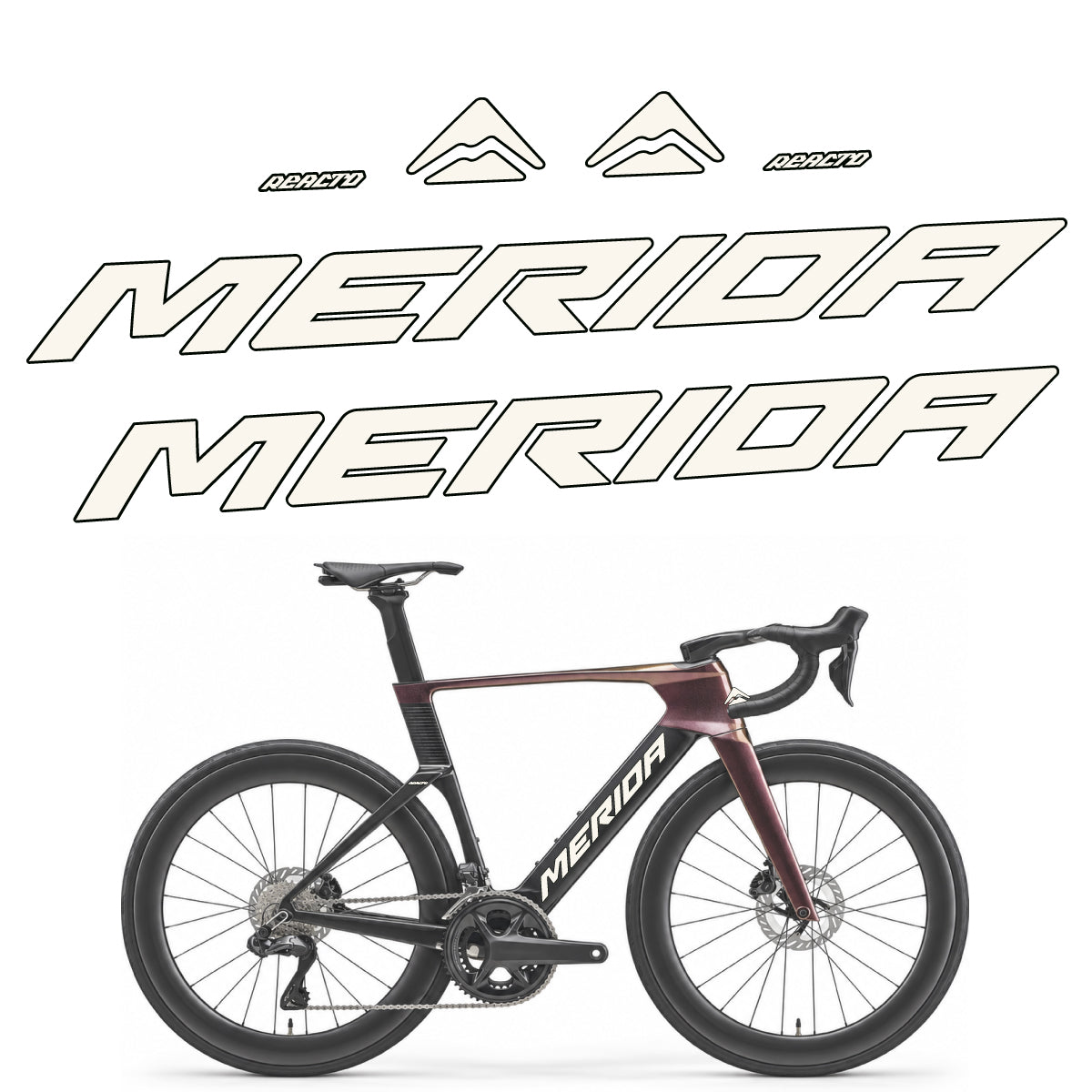 Compatible Stickers for Merida Reacto 8000 2027, Frame vinyl decals - Bone White