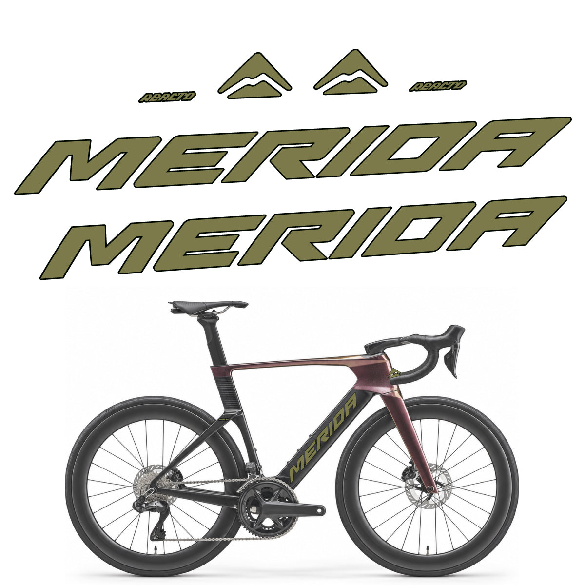 Compatible Stickers for Merida Reacto 8000 2027, Frame vinyl decals - Khaki