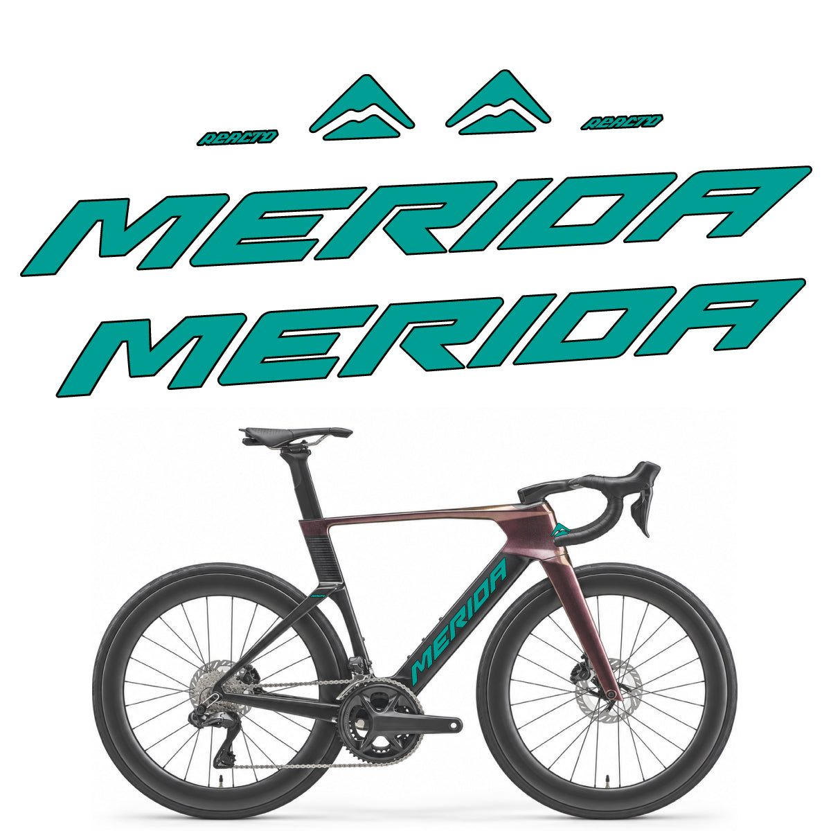 Compatible Stickers for Merida Reacto 8000 2027, Frame vinyl decals - Petrol Turquoise