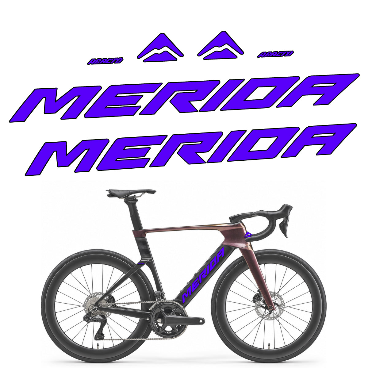 Compatible Stickers for Merida Reacto 8000 2027, Frame vinyl decals - Reflex Blue