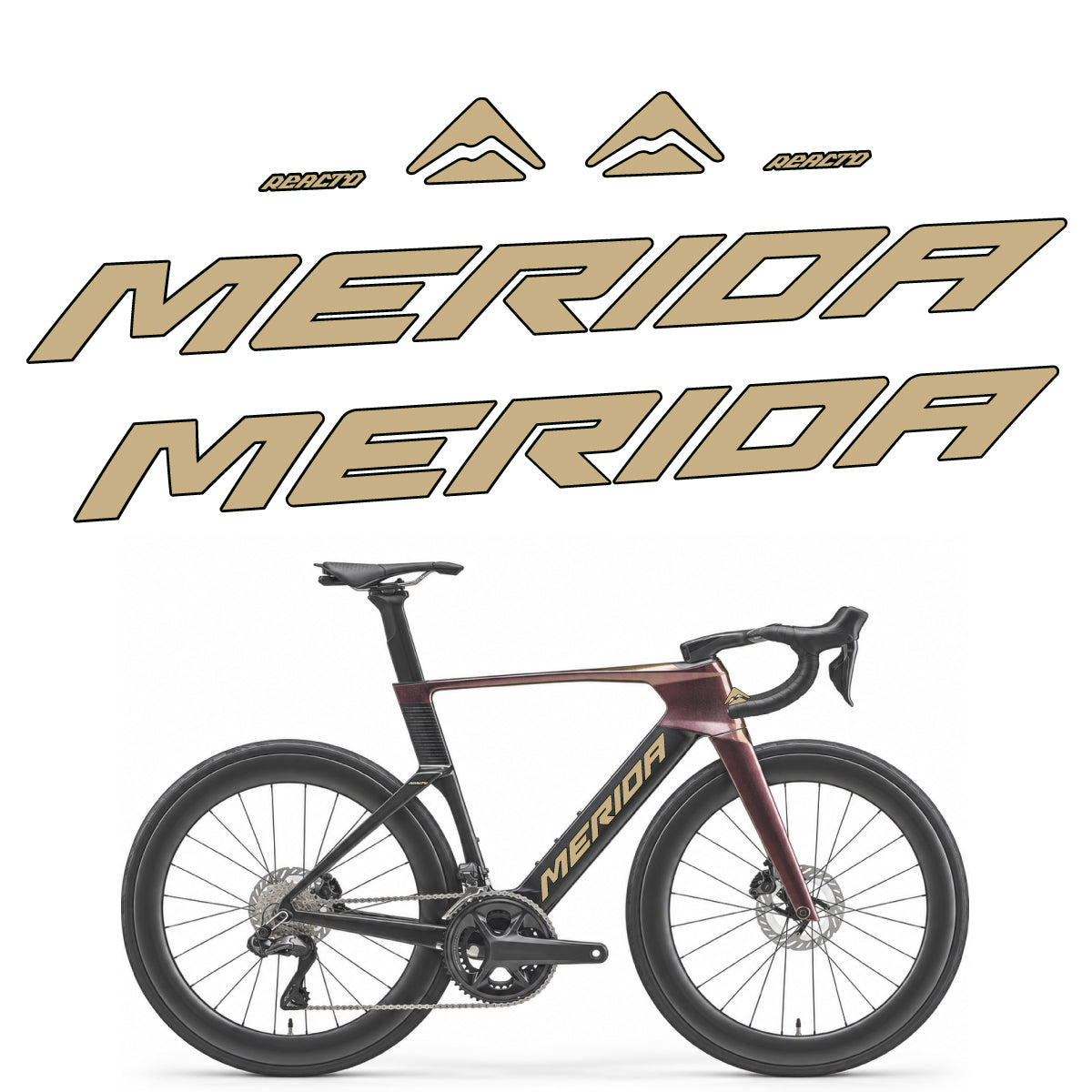 Compatible Stickers for Merida Reacto 8000 2027, Frame vinyl decals - Sand