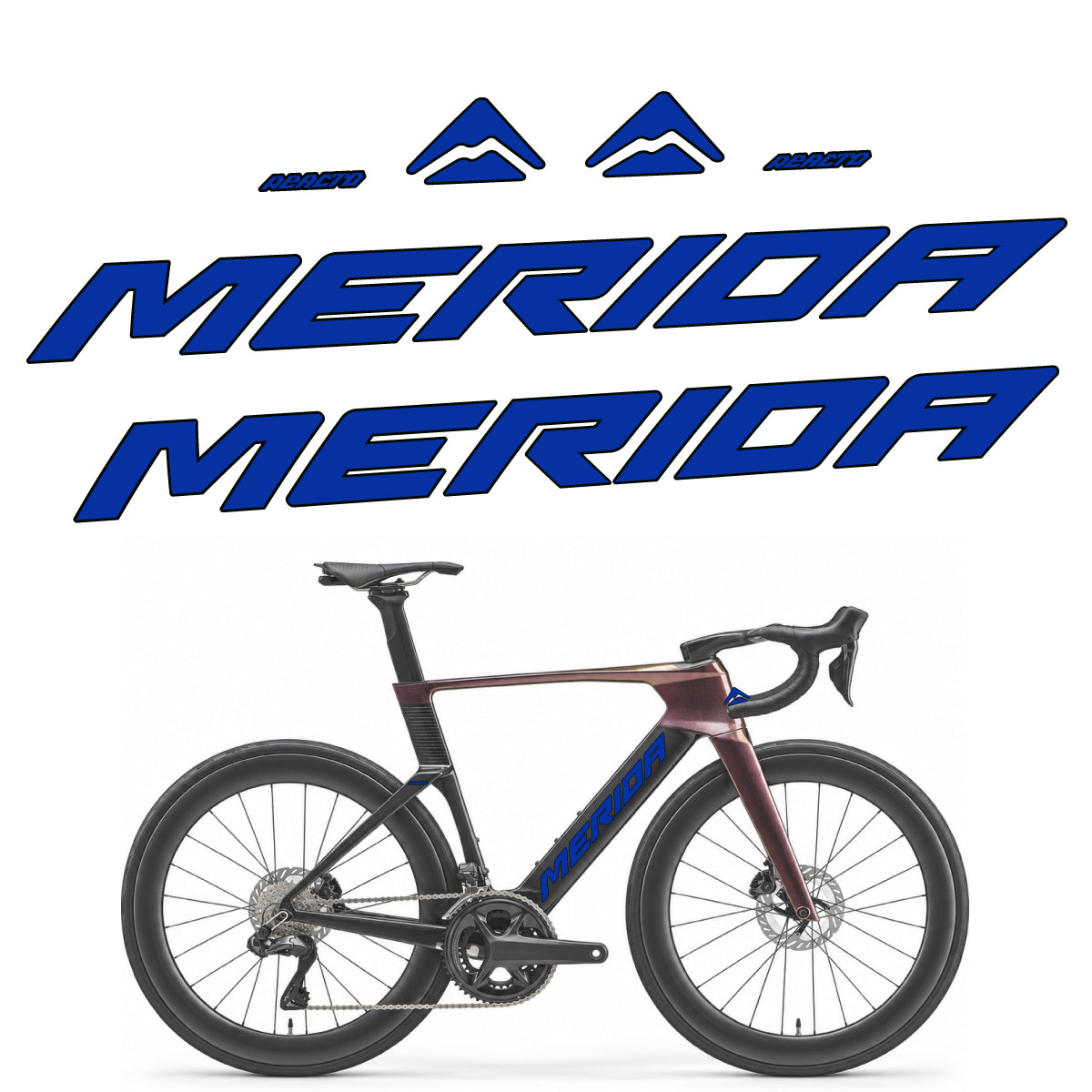 Compatible Stickers for Merida Reacto 8000 2027, Frame vinyl decals - Ultramarine Blue