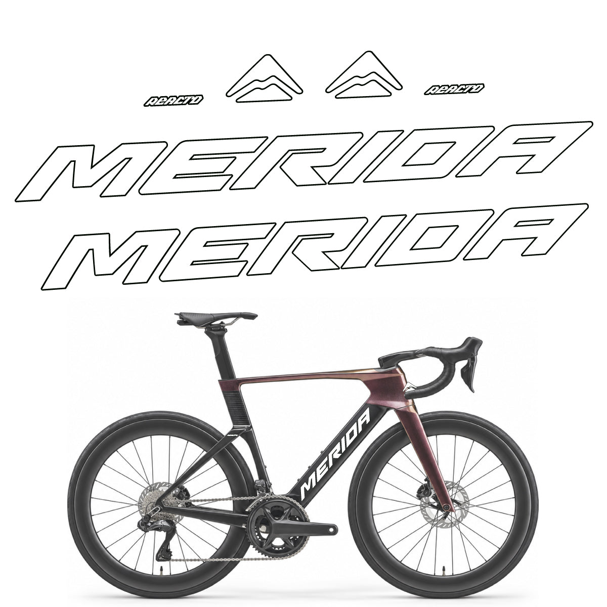Compatible Stickers for Merida Reacto 8000 2027, Frame vinyl decals - White